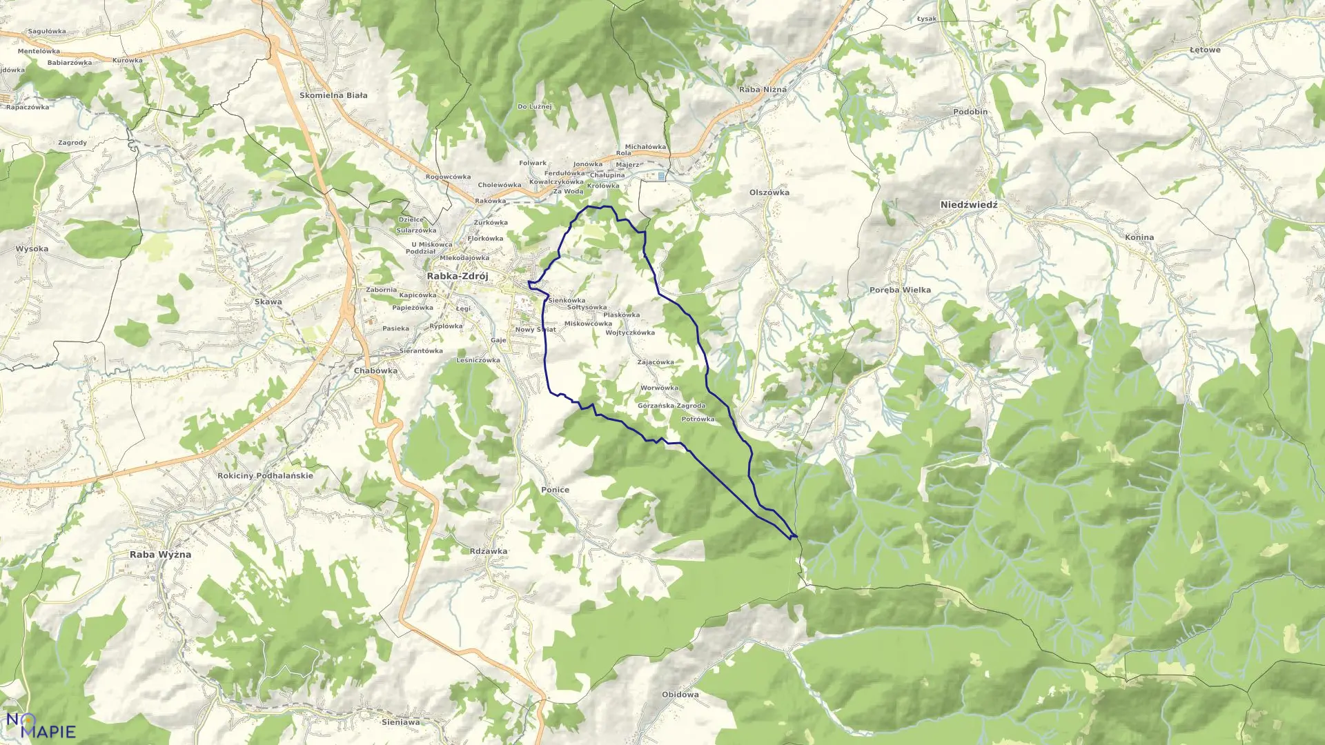 Mapa obrębu Rabka-Słone w gminie Rabka Zdrój