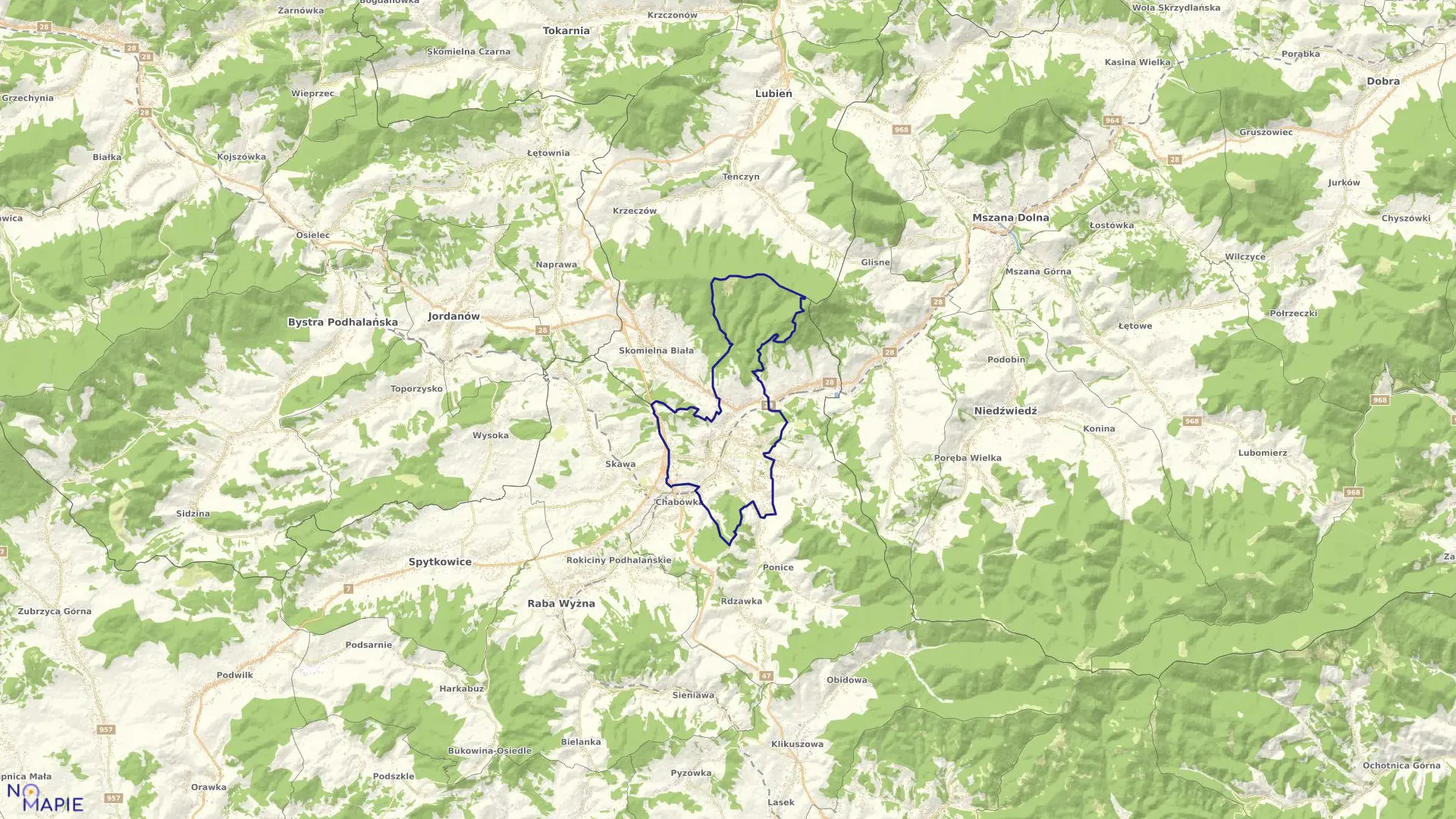 Mapa obrębu Rabka-Zdrój w gminie Rabka Zdrój