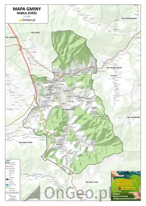 Mapa gminy Rabka Zdrój